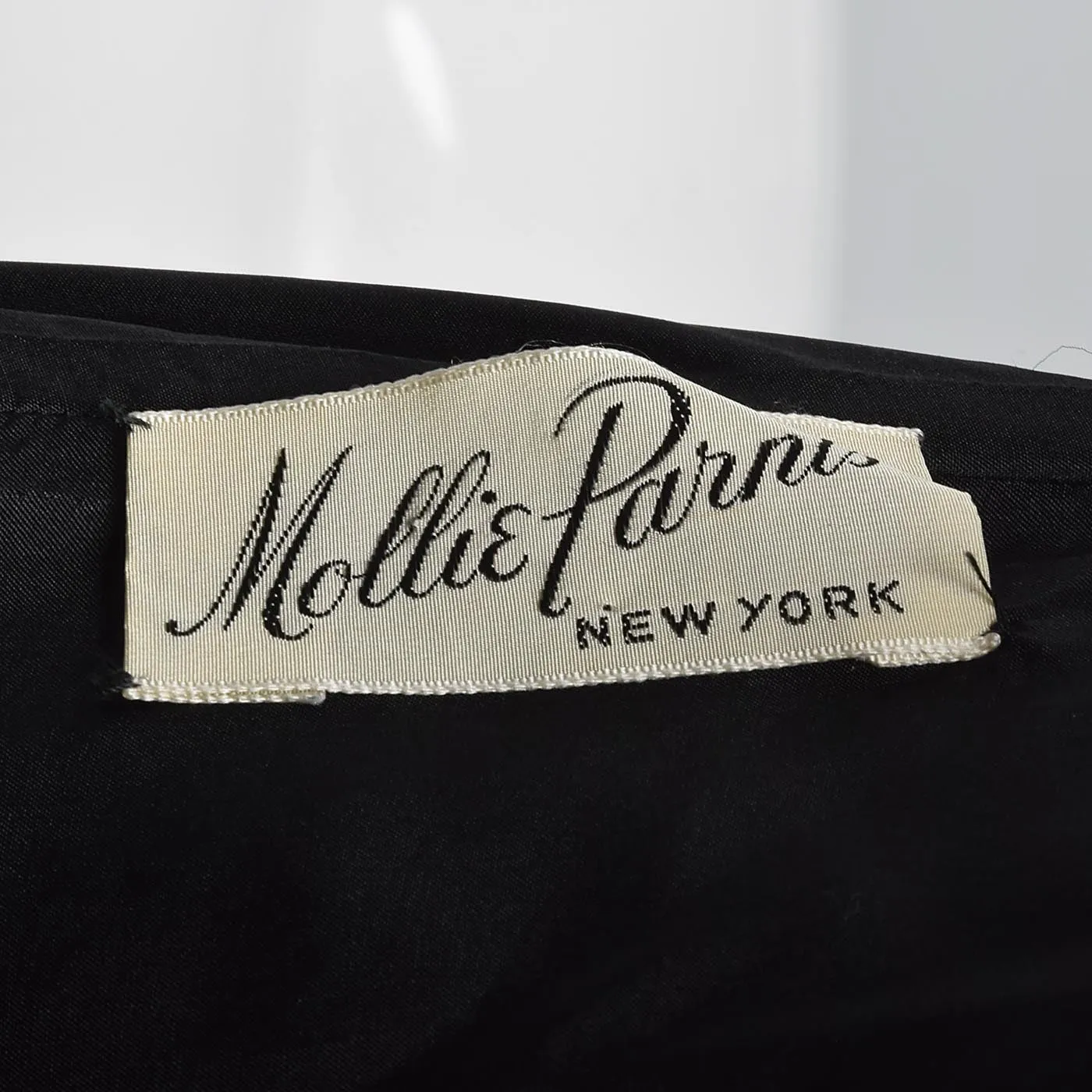1950s Mollie Parnis Black Silk Cocktail Dress