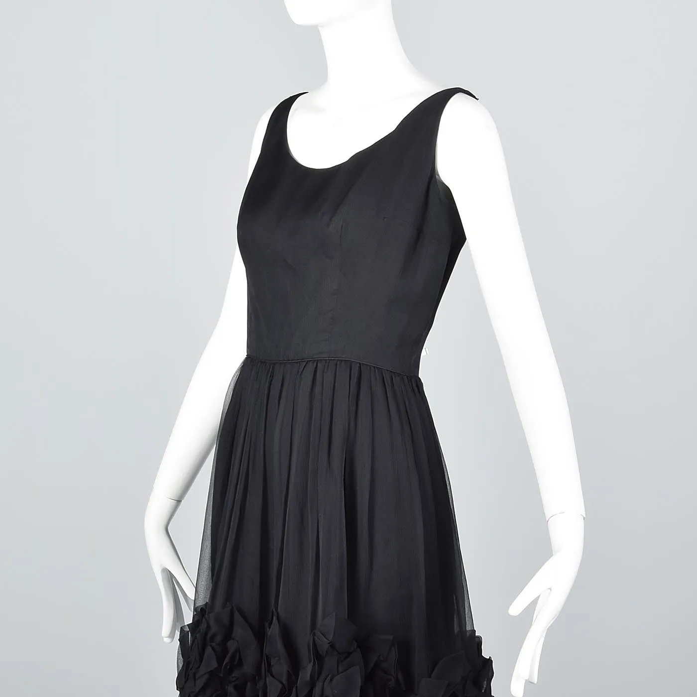 1950s Mollie Parnis Black Silk Cocktail Dress