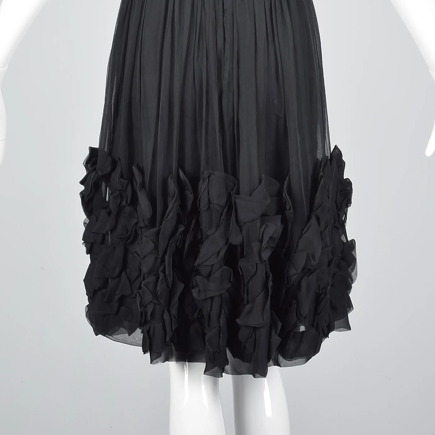 1950s Mollie Parnis Black Silk Cocktail Dress