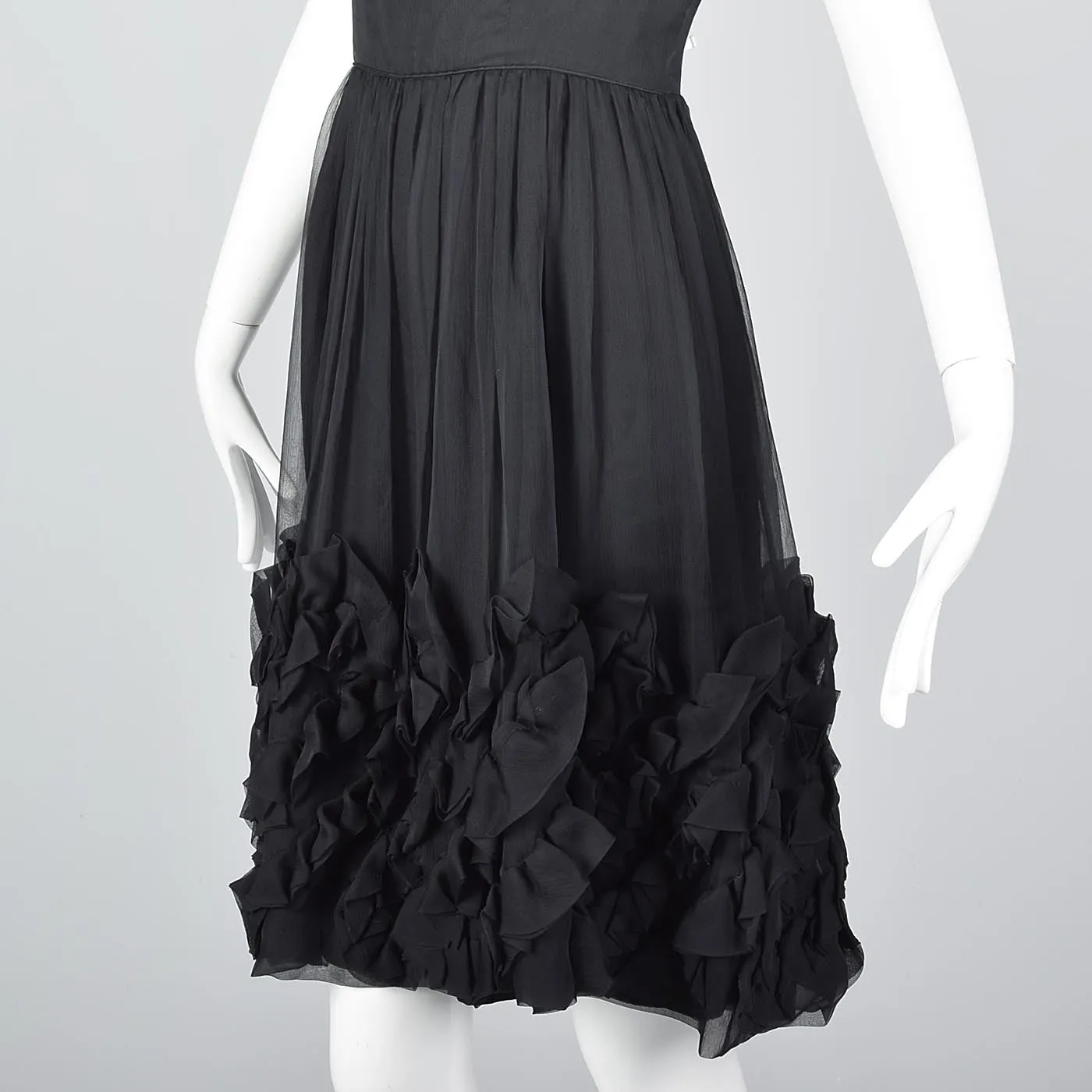 1950s Mollie Parnis Black Silk Cocktail Dress