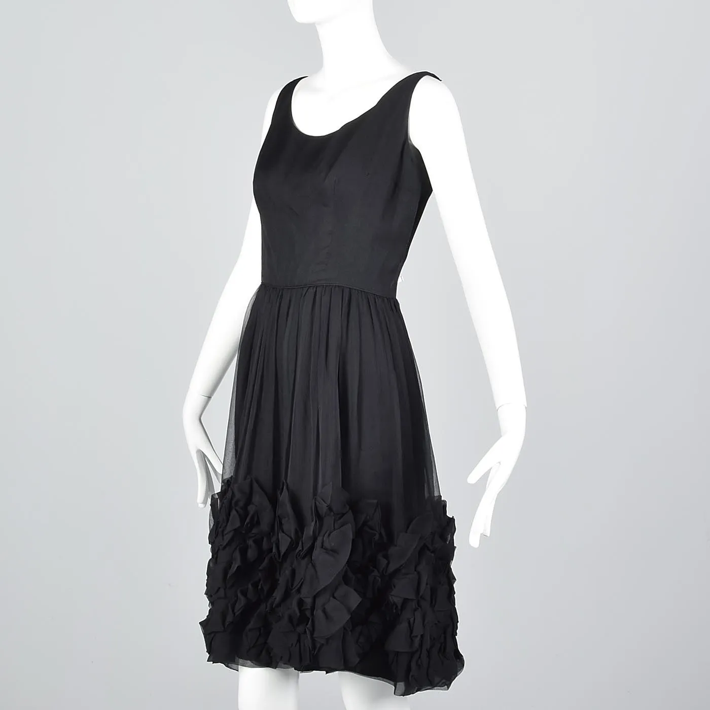1950s Mollie Parnis Black Silk Cocktail Dress