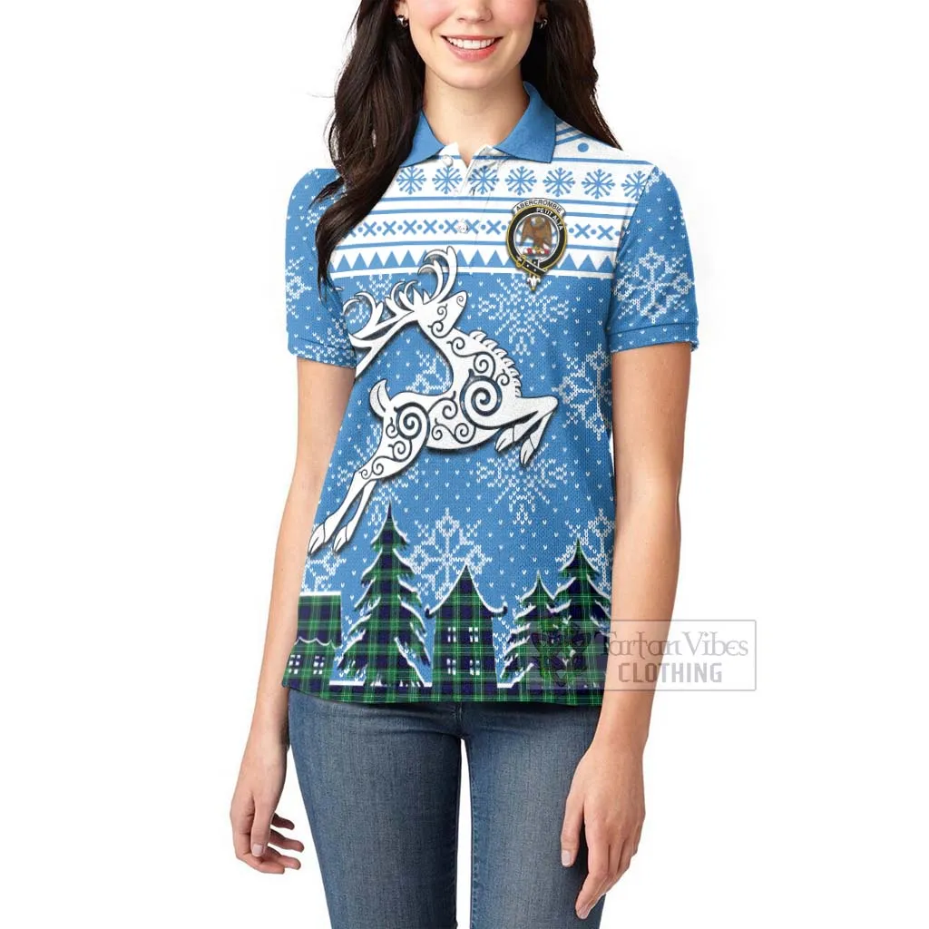Abercrombie Clan Christmas Women's Polo Shirt Celtic Reindeer Style
