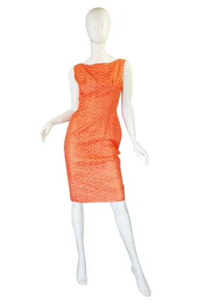 Amazing 1950s Peach Lace Wiggle Dress