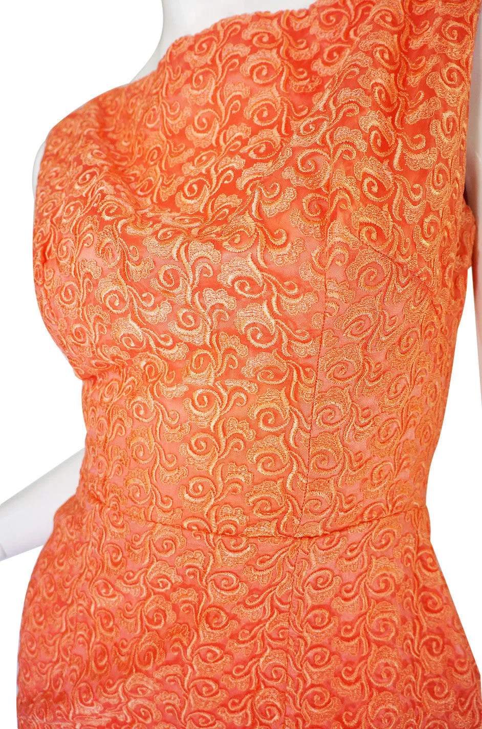 Amazing 1950s Peach Lace Wiggle Dress
