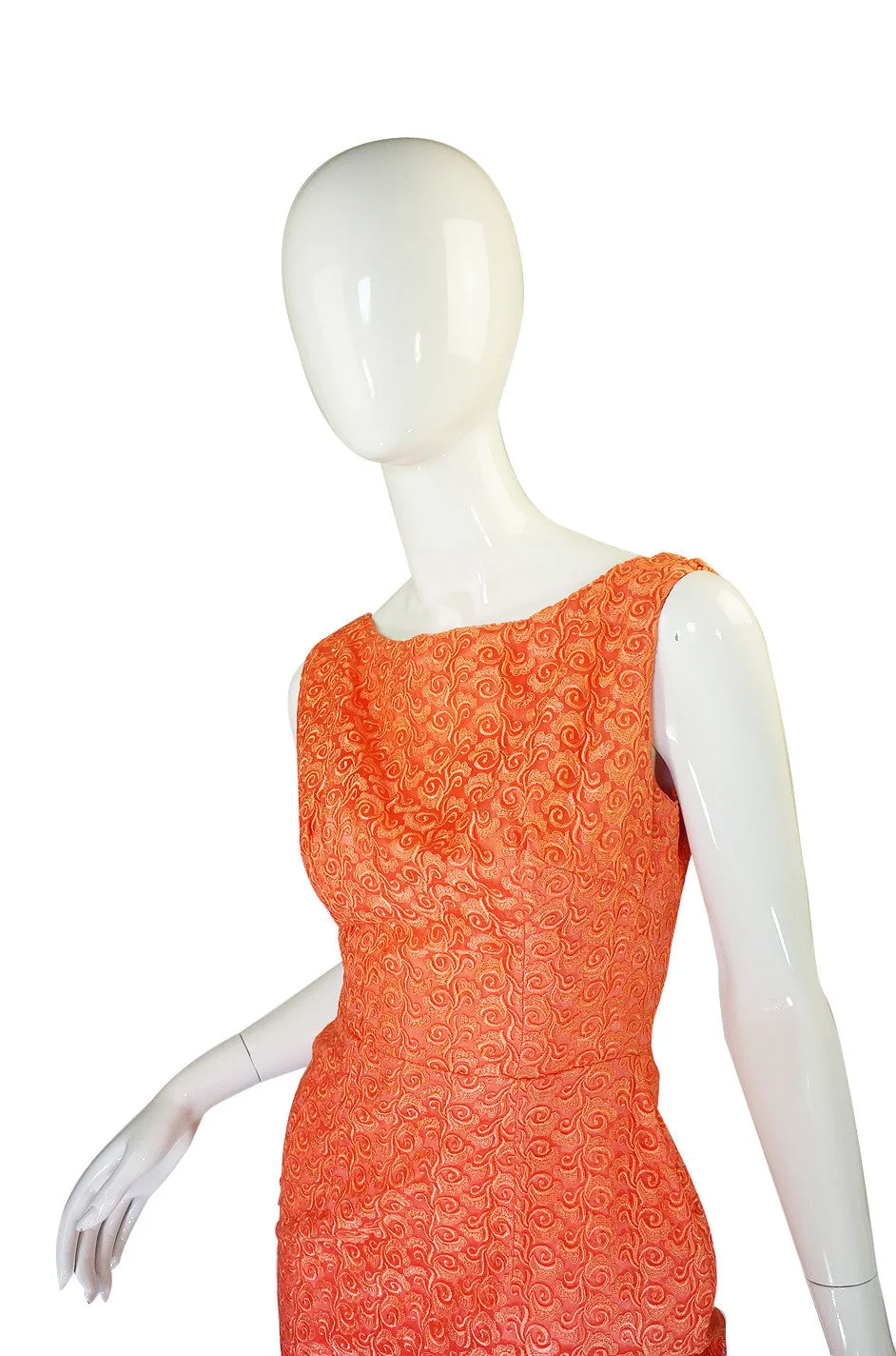 Amazing 1950s Peach Lace Wiggle Dress