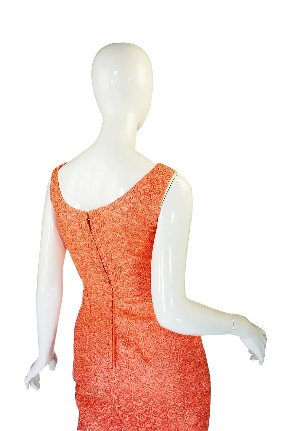Amazing 1950s Peach Lace Wiggle Dress