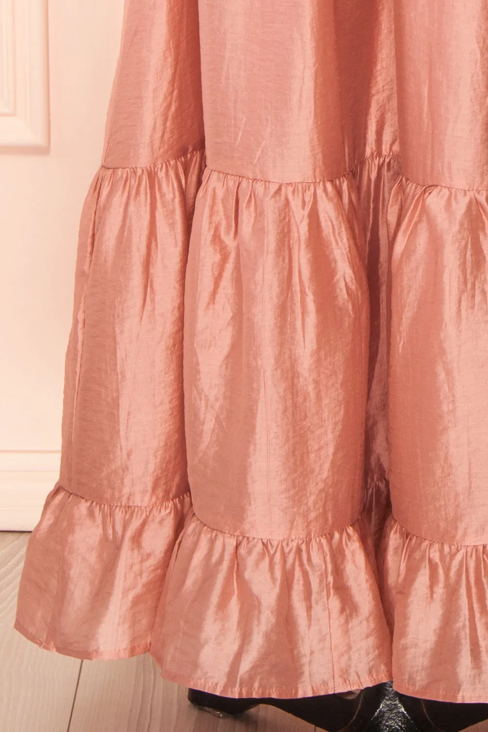 Binnie | Long Pink Dress w/ 3D Flowers