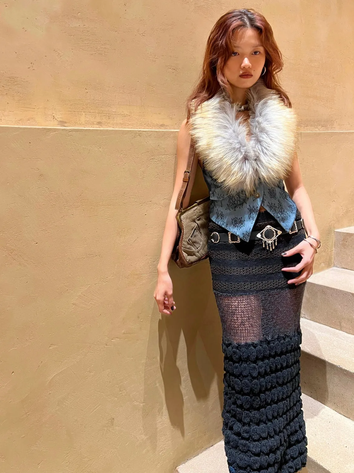 Black Knit Wrap Skirt