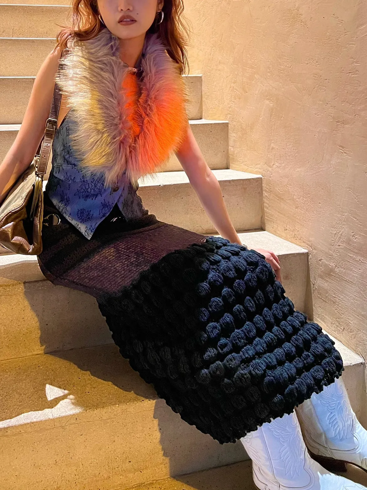 Black Knit Wrap Skirt
