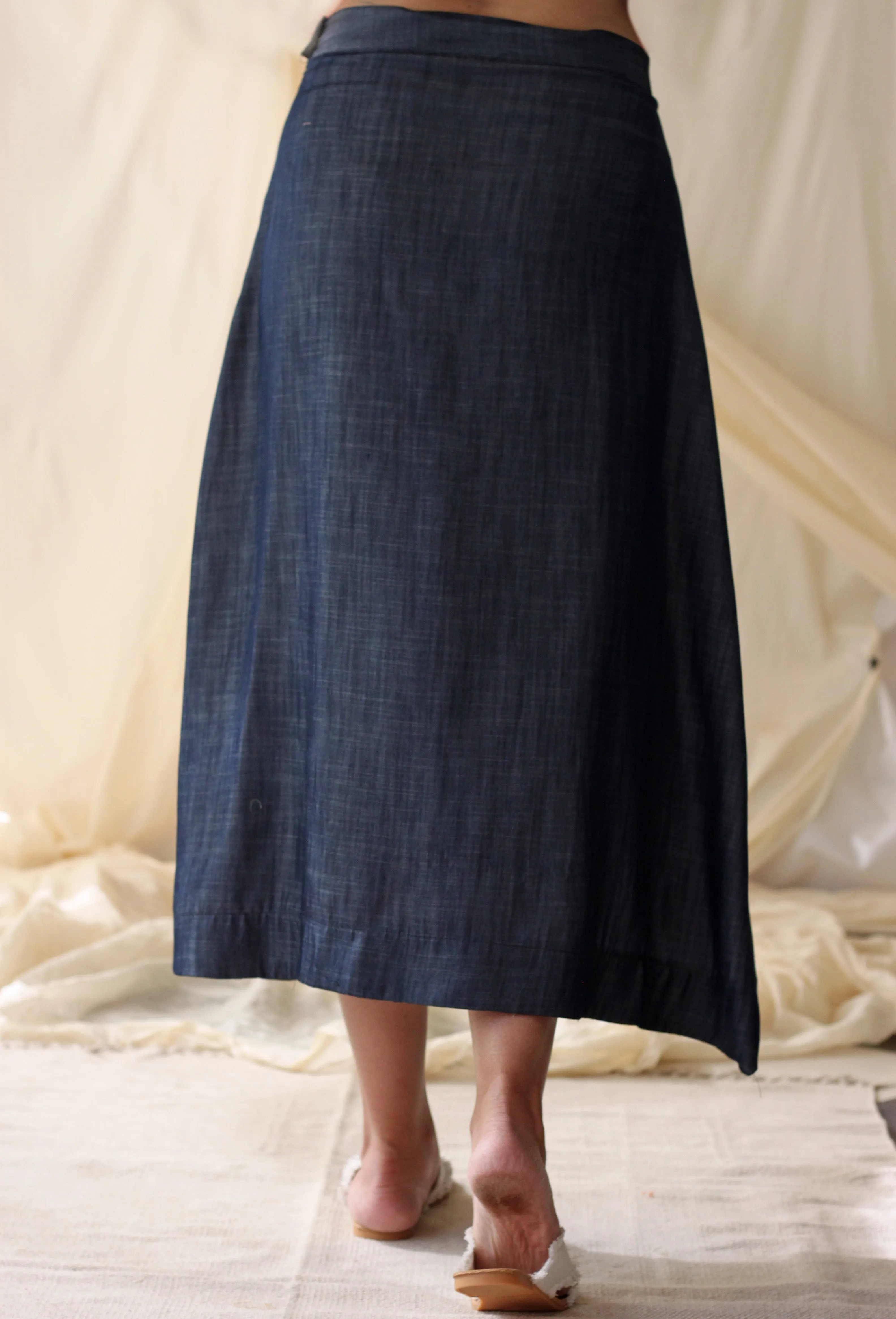 Blue Skirt Embroidered Denim