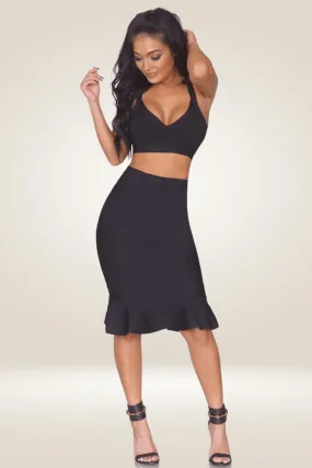 Bodycon Mermaid Ruffle Midi Skirt