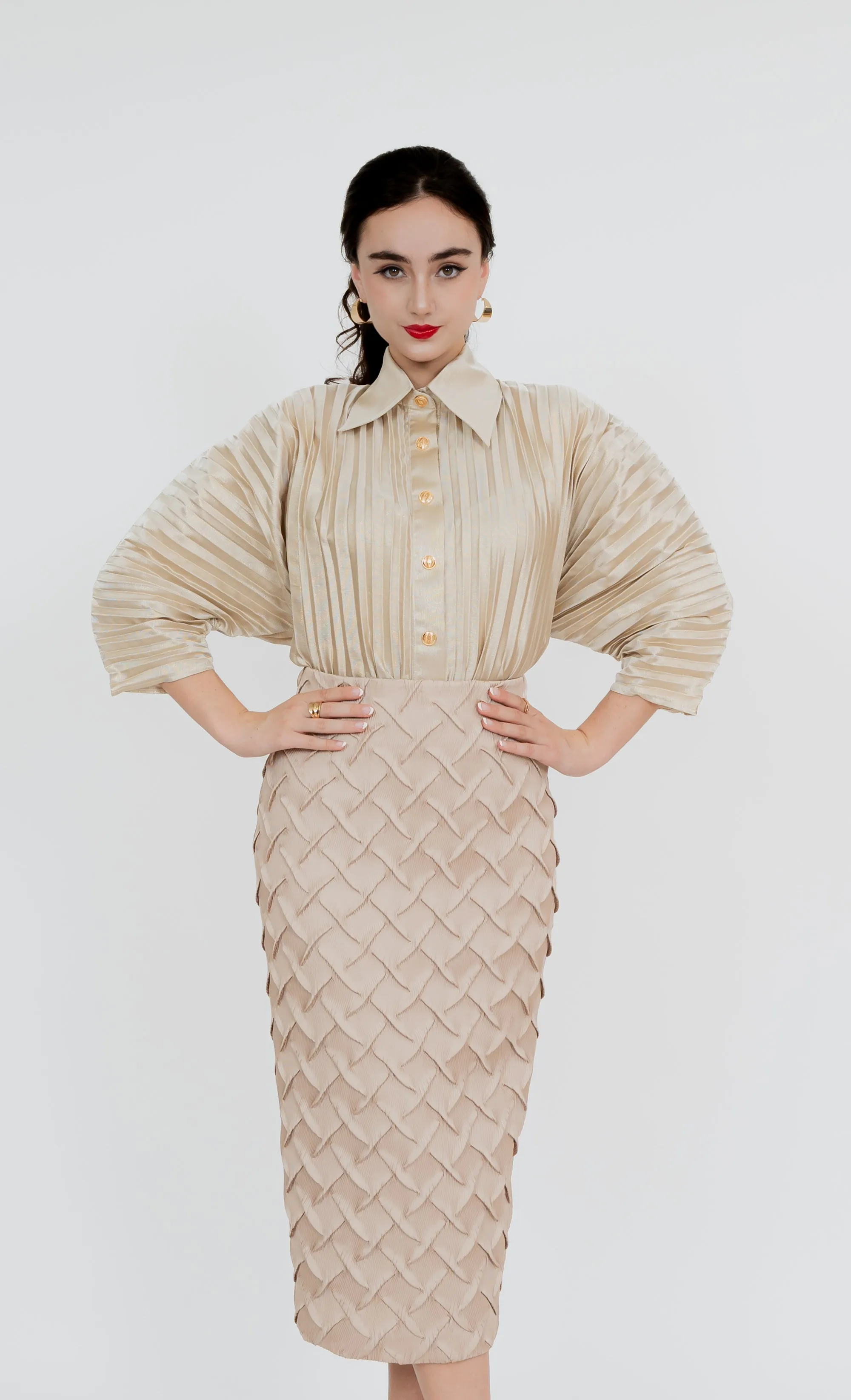 Bukit Nenas Pencil Skirt in Champagne