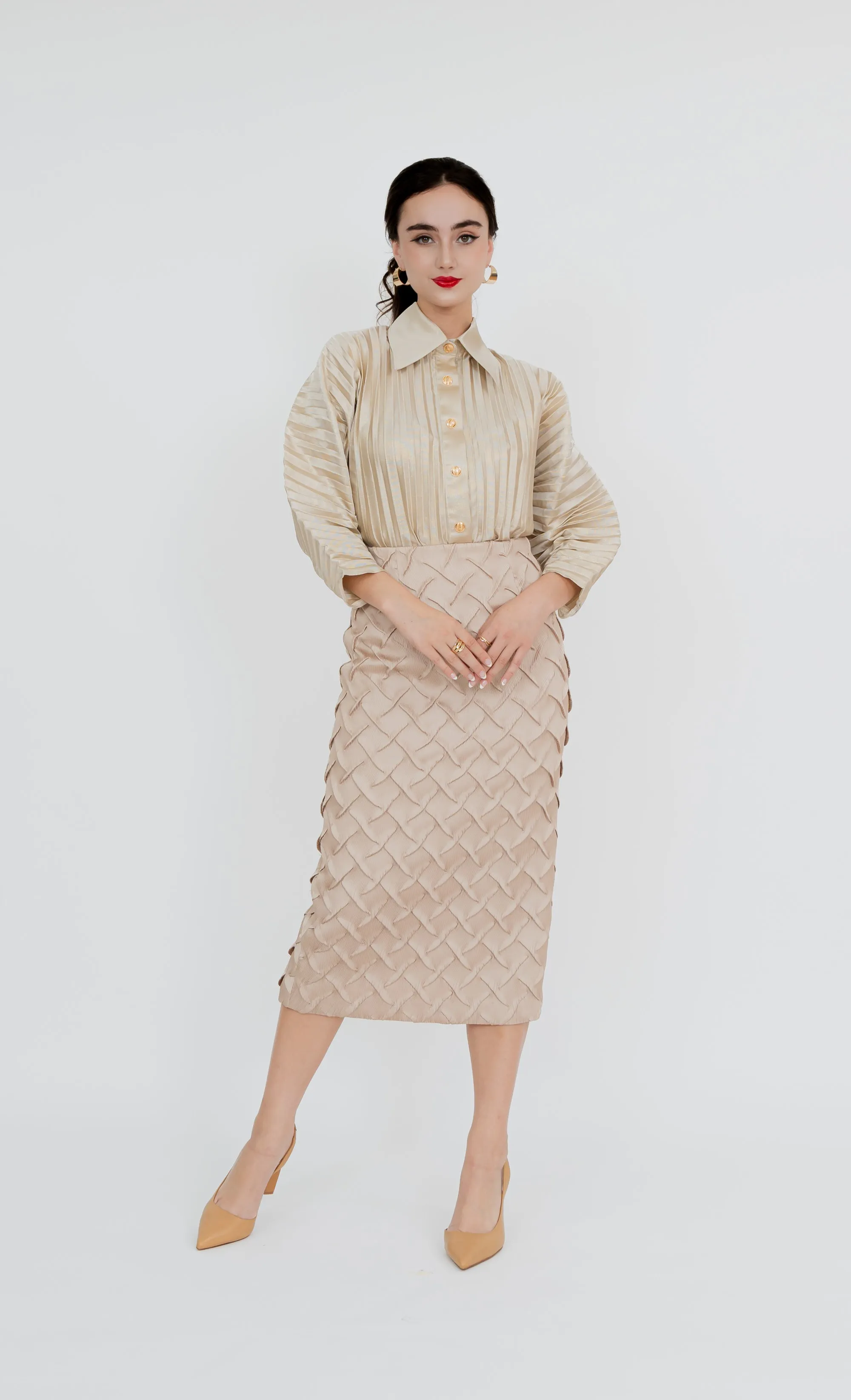 Bukit Nenas Pencil Skirt in Champagne