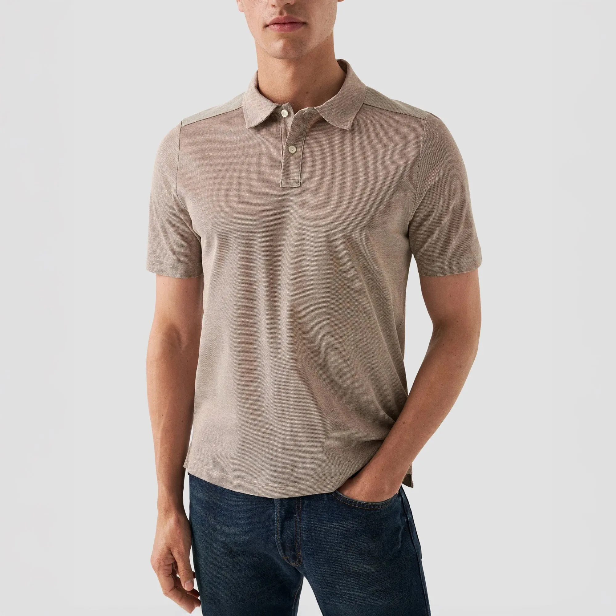 Café Brown Oxford Piqué Short-Sleeve Polo Shirt - ETON