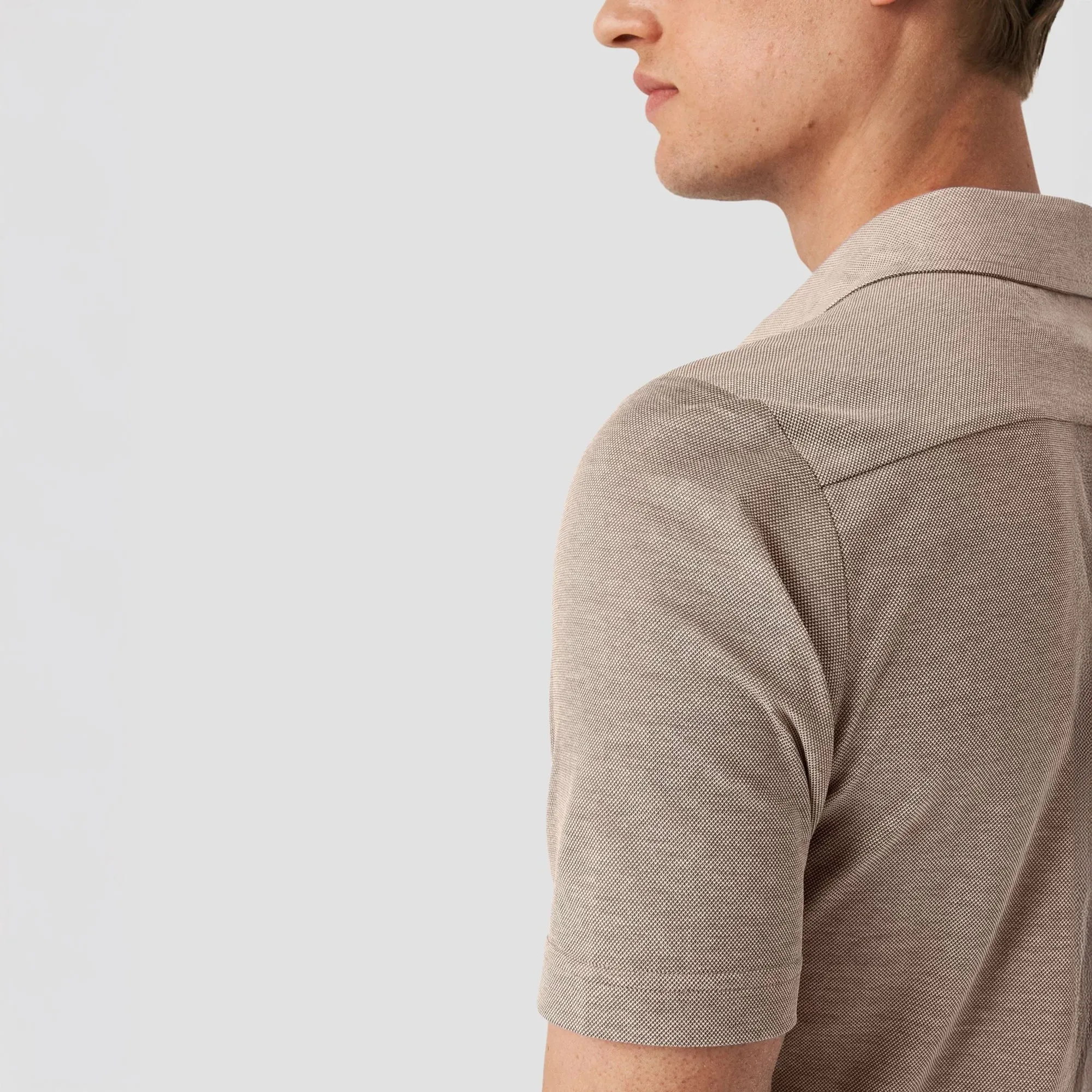 Café Brown Oxford Piqué Short-Sleeve Polo Shirt - ETON