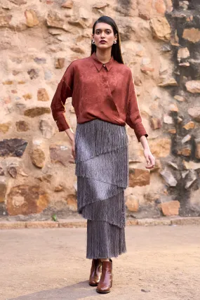Cascading Fringe Maxi Skirt