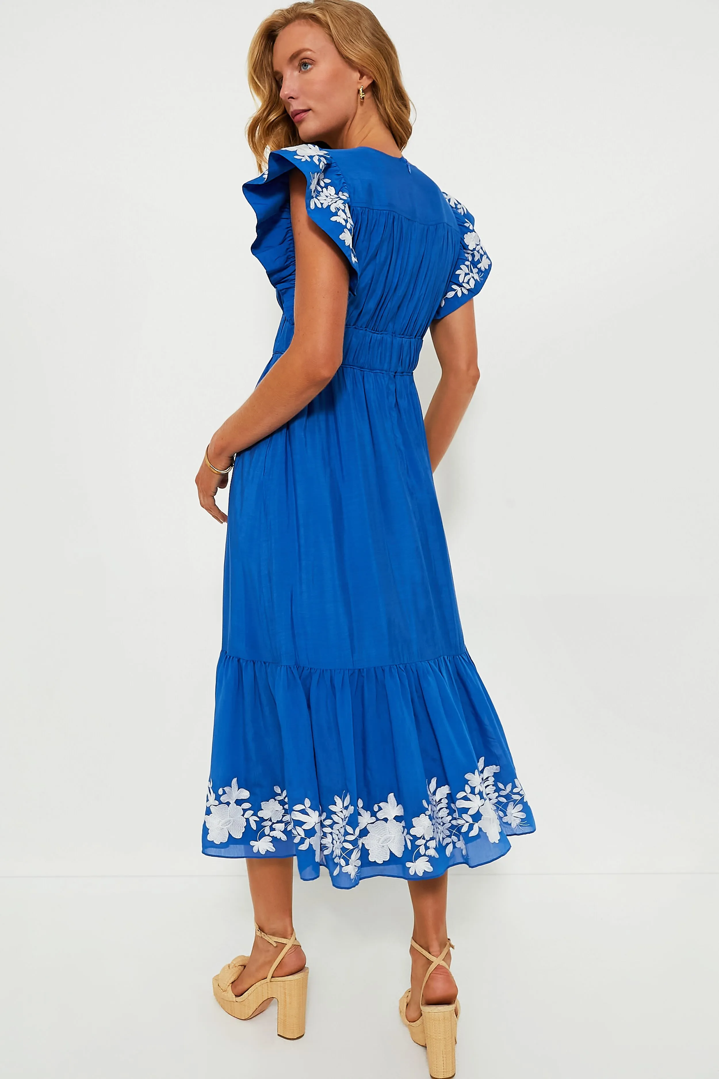 Cerulean Sutton Flutter Sleeve Maxi Dress