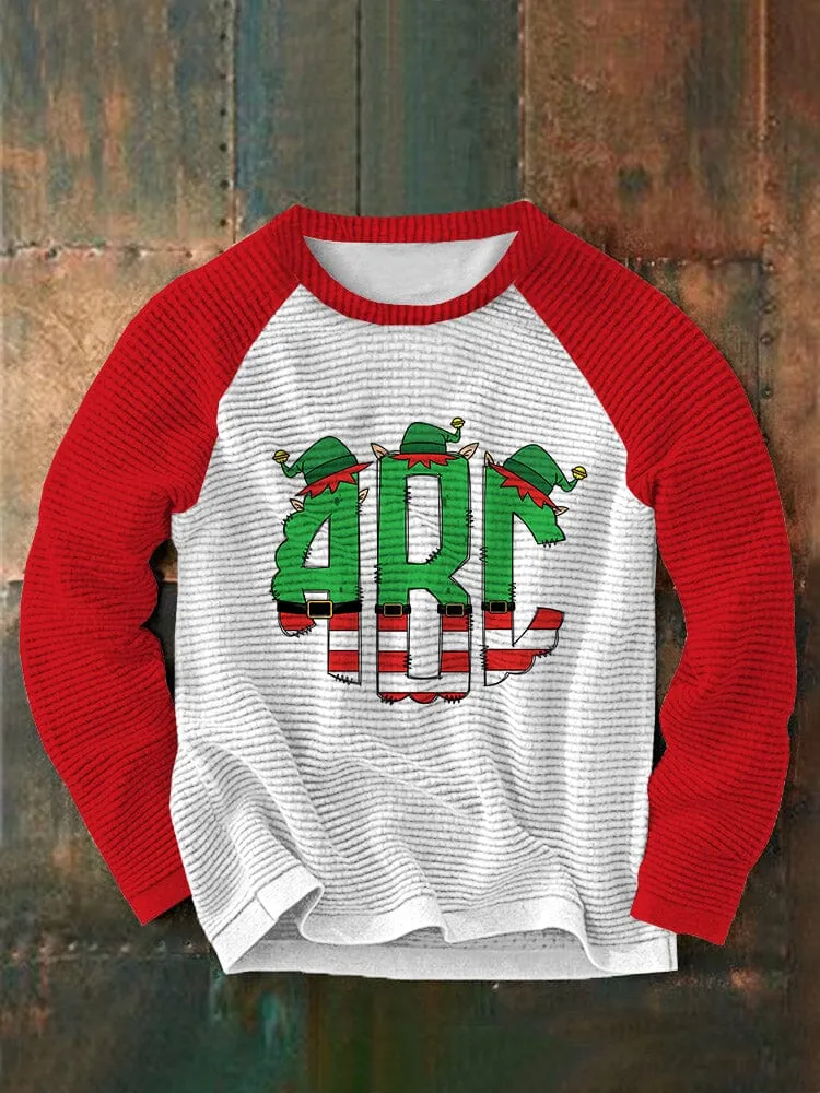 Christmas ABC Printed Round Neck Pullover Sweatshirt