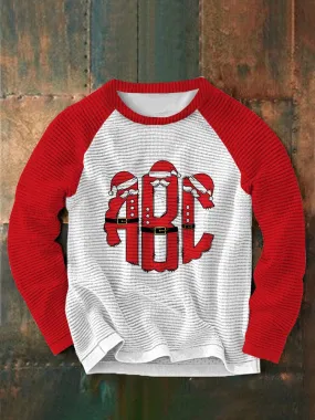 Christmas ABC Printed Round Neck Pullover Sweatshirt