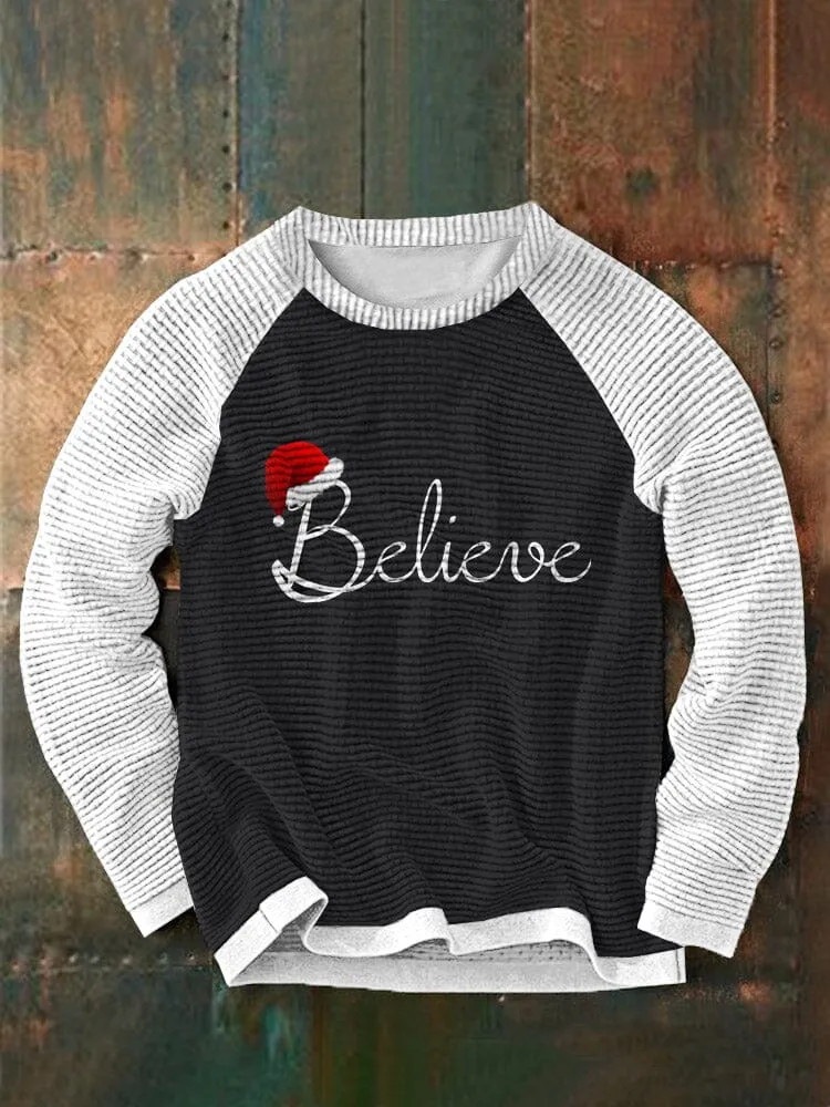 Christmas Believe Round Neck Pullover Sweatshirt
