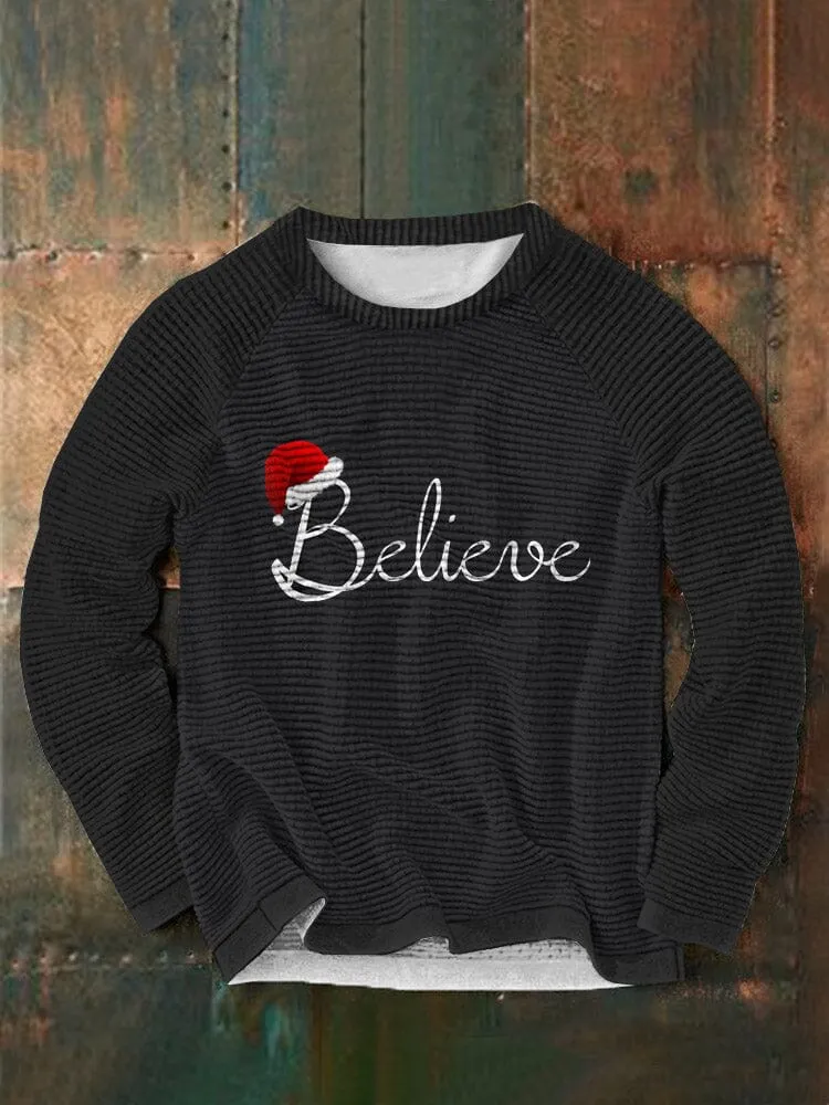 Christmas Believe Round Neck Pullover Sweatshirt