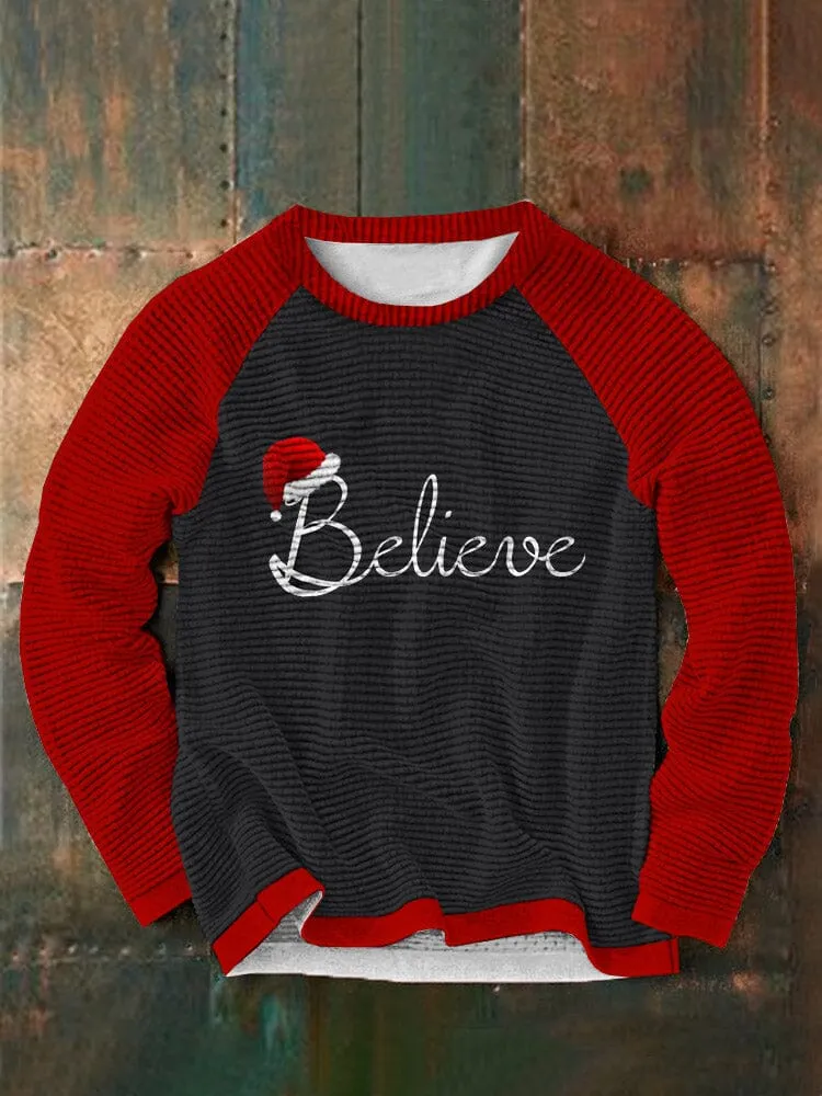 Christmas Believe Round Neck Pullover Sweatshirt