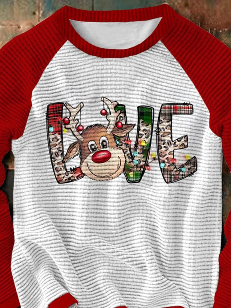 Christmas Word Graphic Round Neck Pullover Sweatshirt