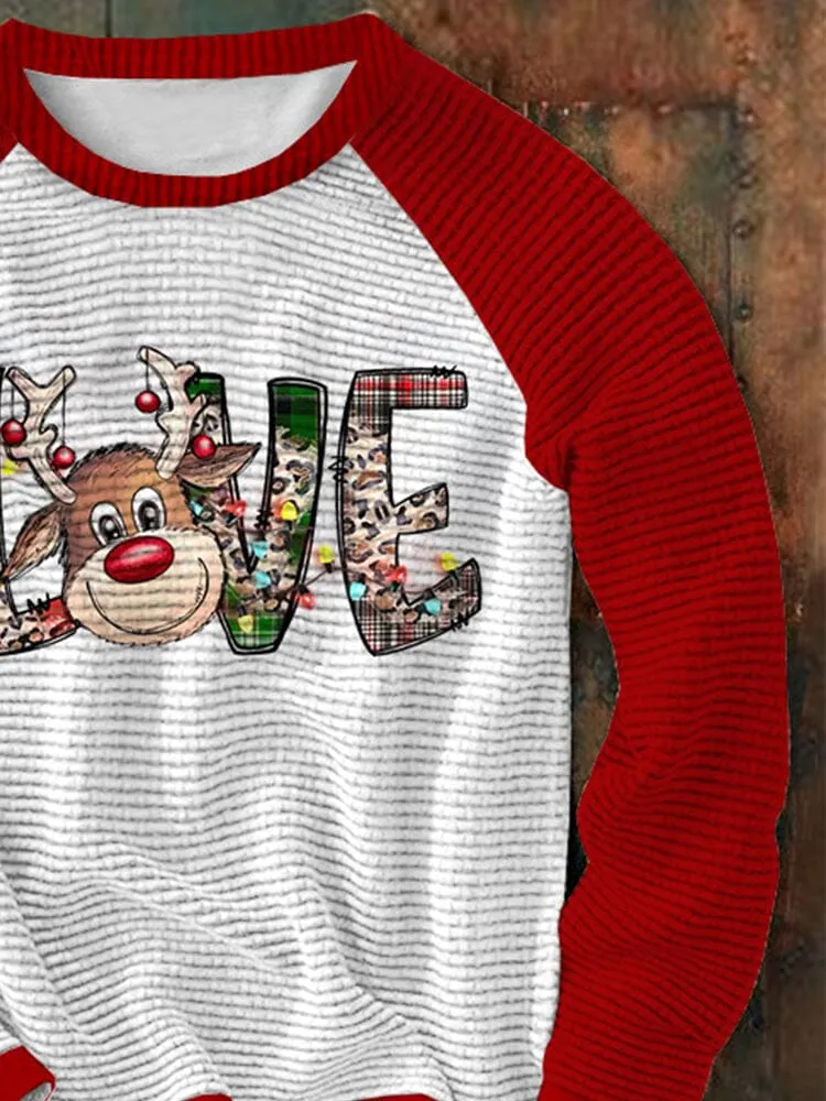 Christmas Word Graphic Round Neck Pullover Sweatshirt