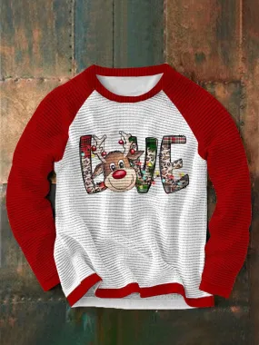 Christmas Word Graphic Round Neck Pullover Sweatshirt