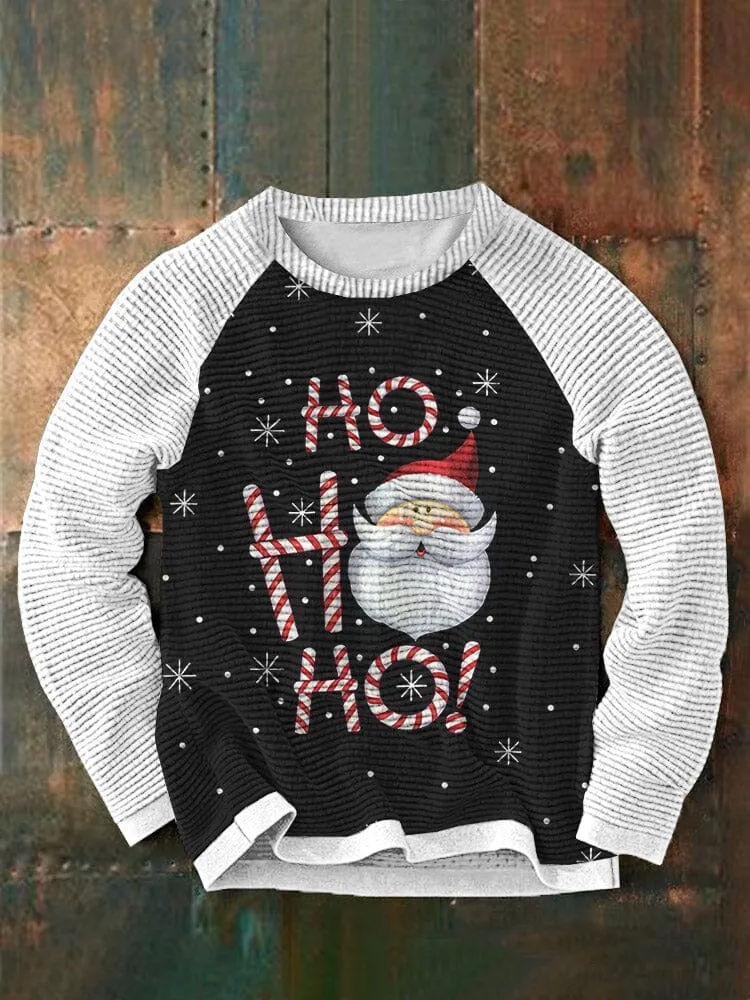 Christmas Word Printed Round Neck Pullover Sweatshirt