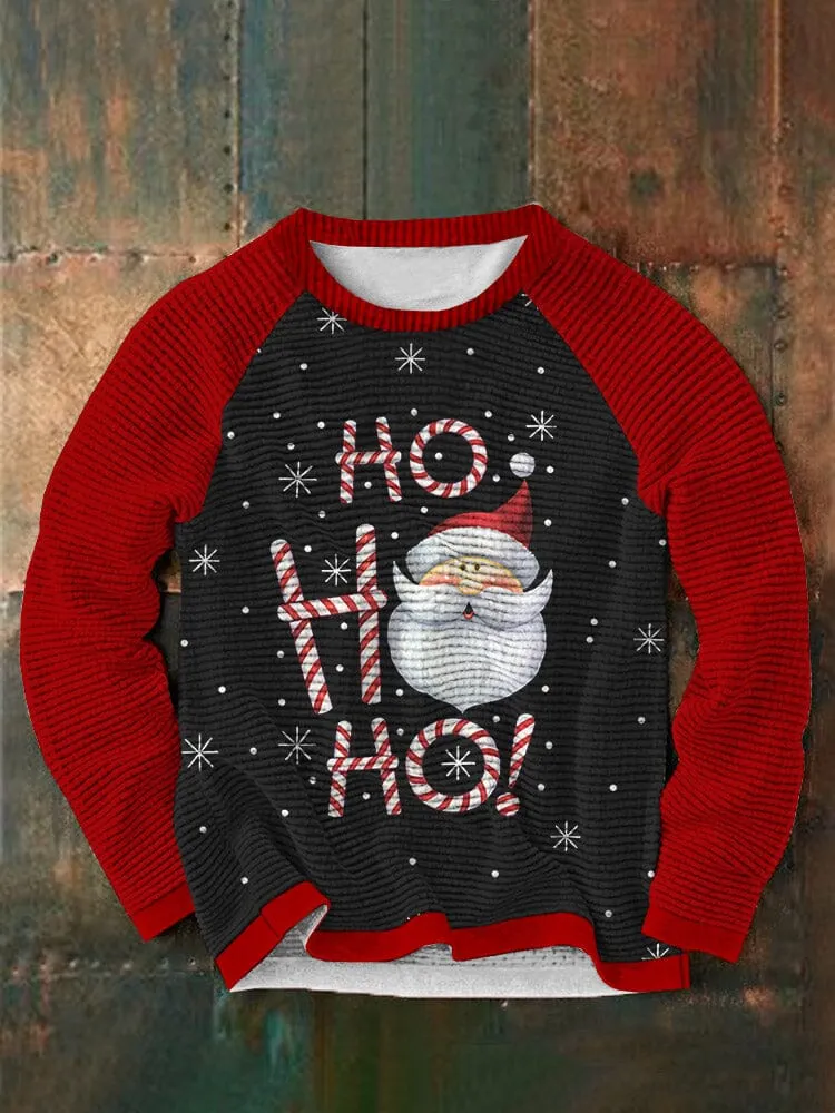 Christmas Word Printed Round Neck Pullover Sweatshirt