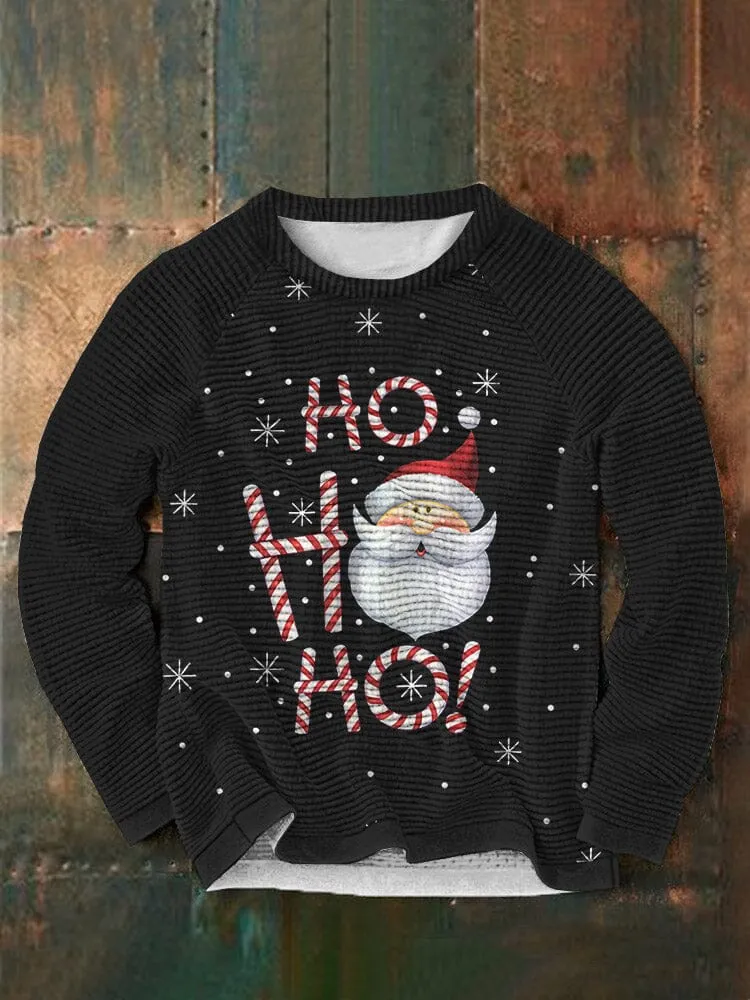 Christmas Word Printed Round Neck Pullover Sweatshirt