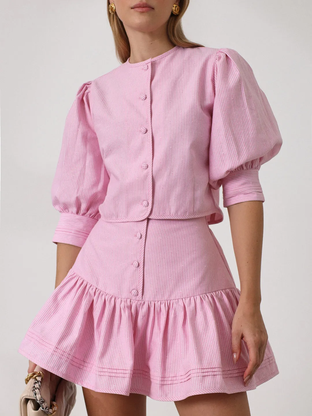 Cici Stripe Frill Skort | Candy Pink