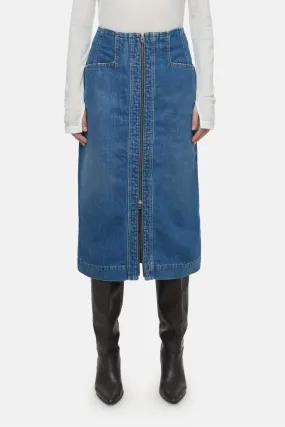 CLOSED WOMENS DENIM PENCIL SKIRT - MID BLUE