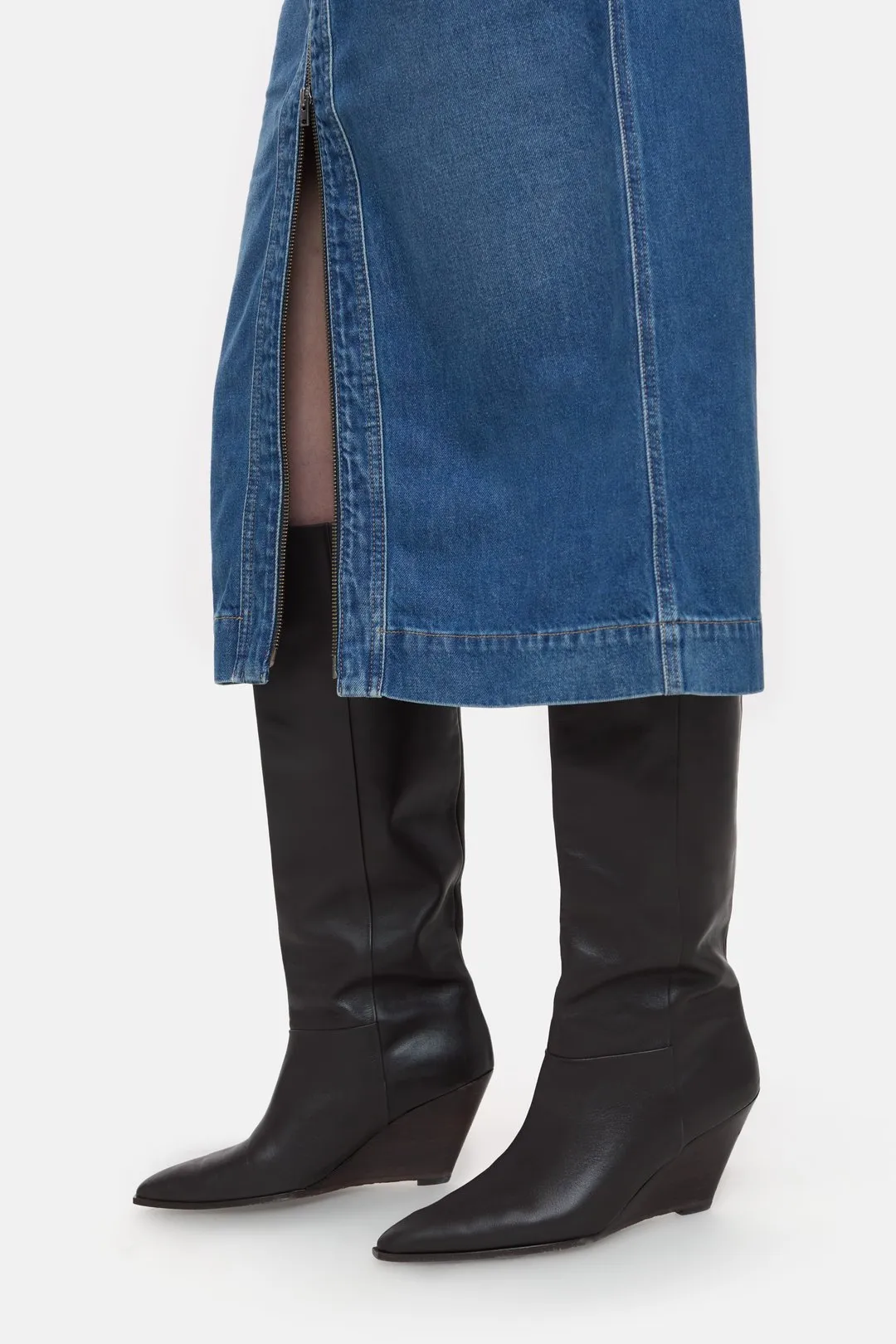 CLOSED WOMENS DENIM PENCIL SKIRT - MID BLUE