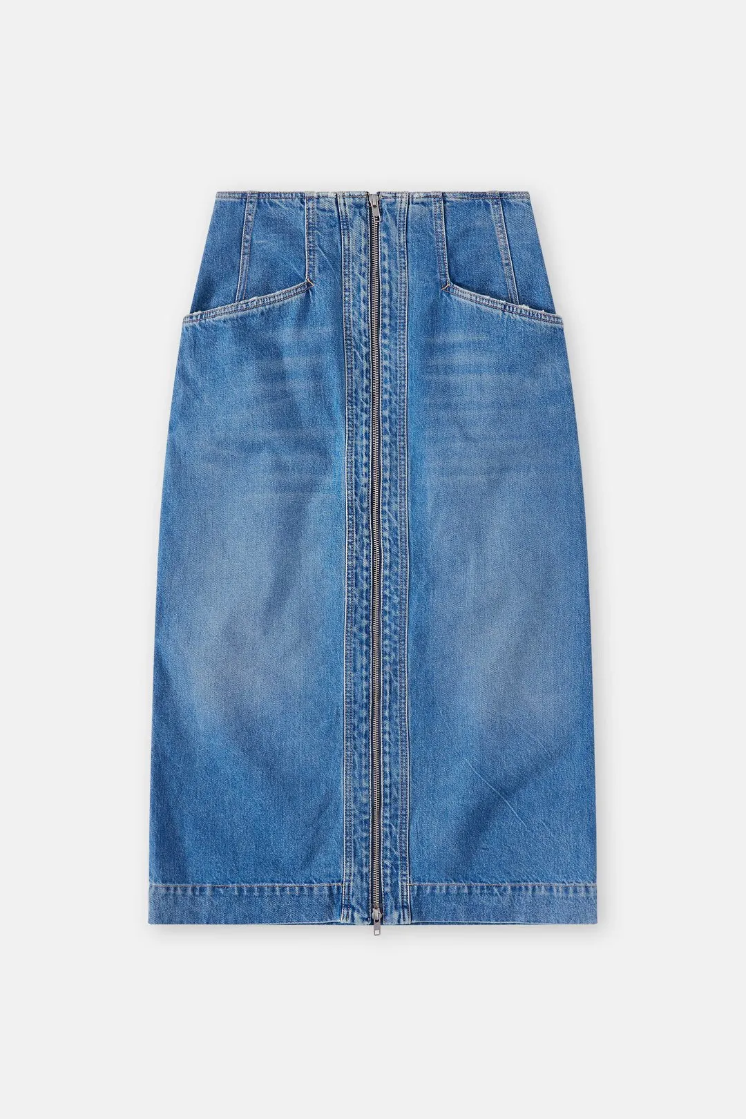 CLOSED WOMENS DENIM PENCIL SKIRT - MID BLUE