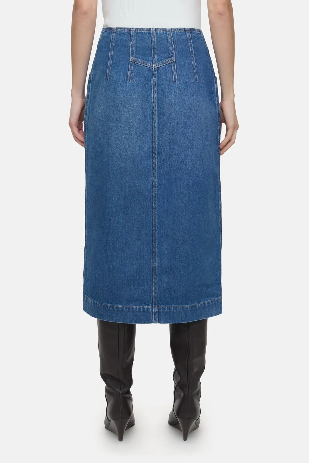 CLOSED WOMENS DENIM PENCIL SKIRT - MID BLUE