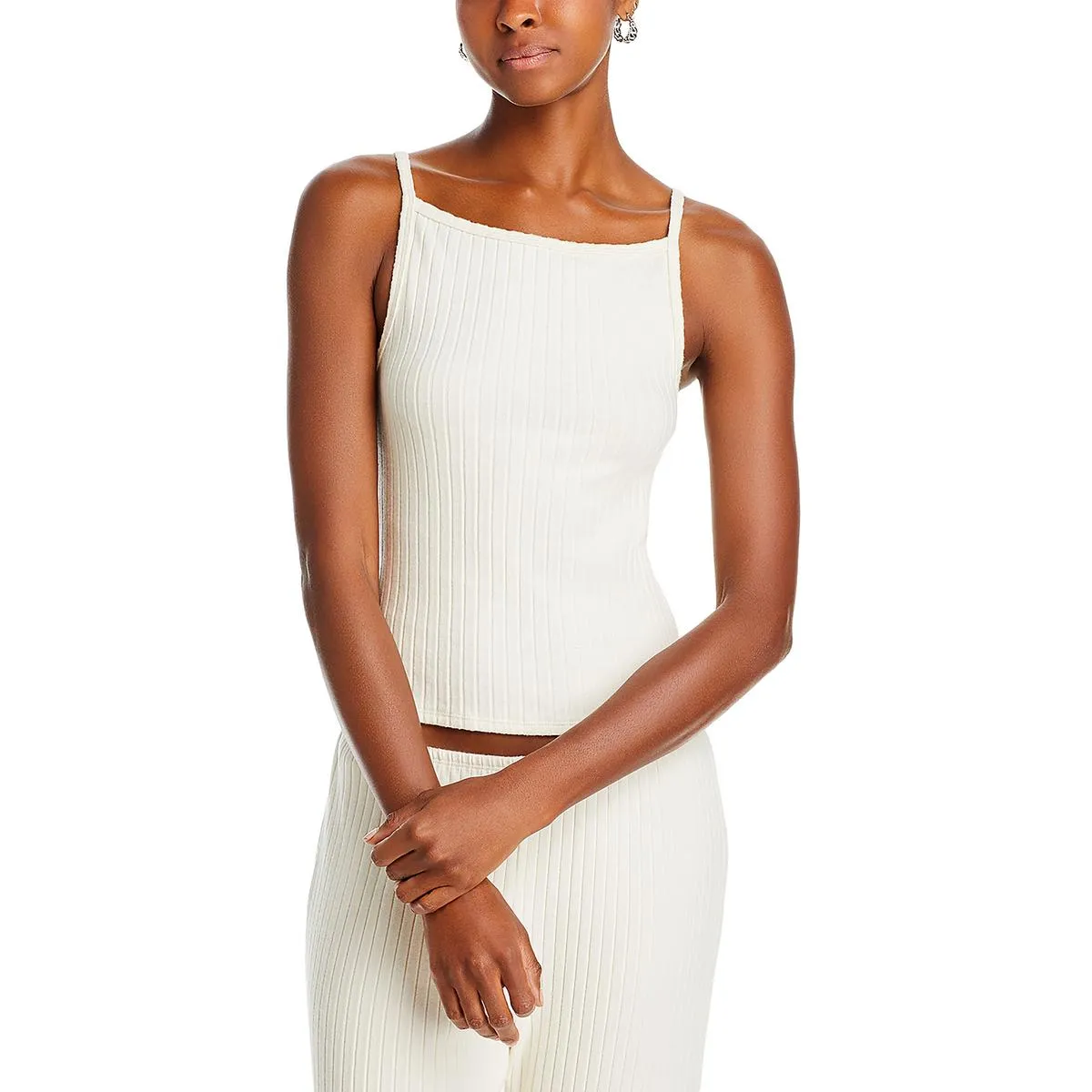 DONNI. Womens Square Neck Ribbed Tank Top Sweater