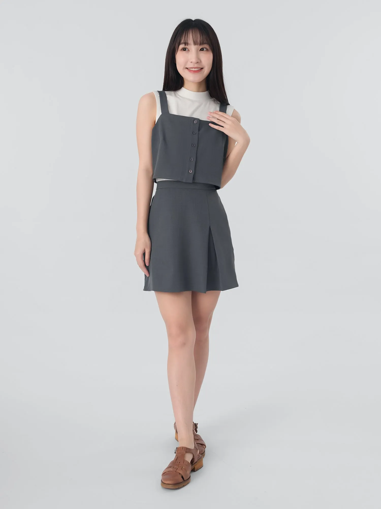 Felicity Buttoned Mini Skirt Set