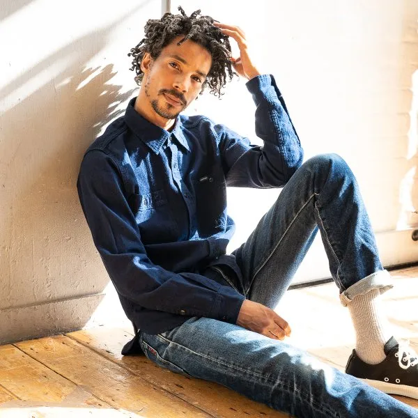Iron Heart  IHSH-358 5oz Dobby Cloth Work Shirt - Indigo