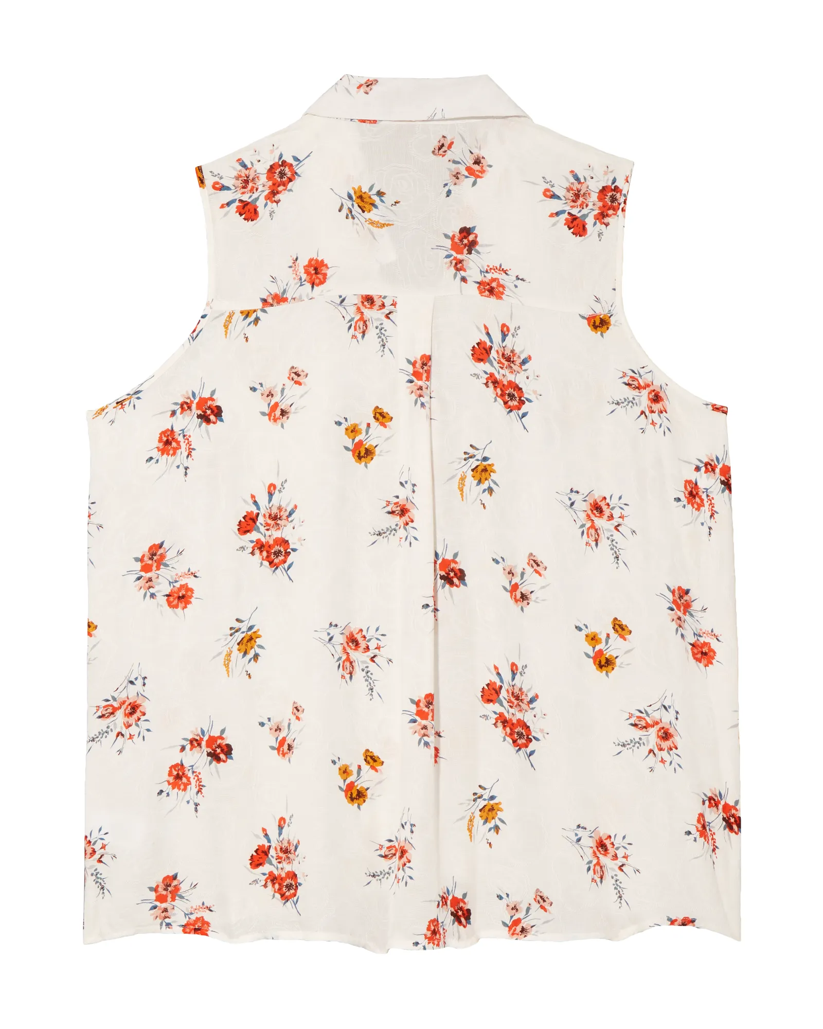 Karen Woven Button Down Tank | White / Red
