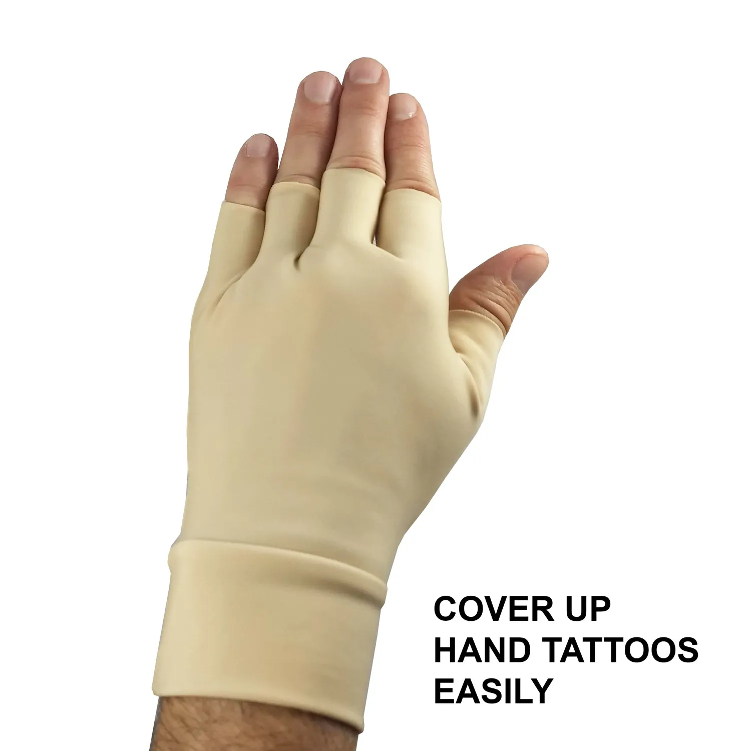 Light Skin Tone Tattoo Cover Up Fingerless Gloves (sold as a pair)