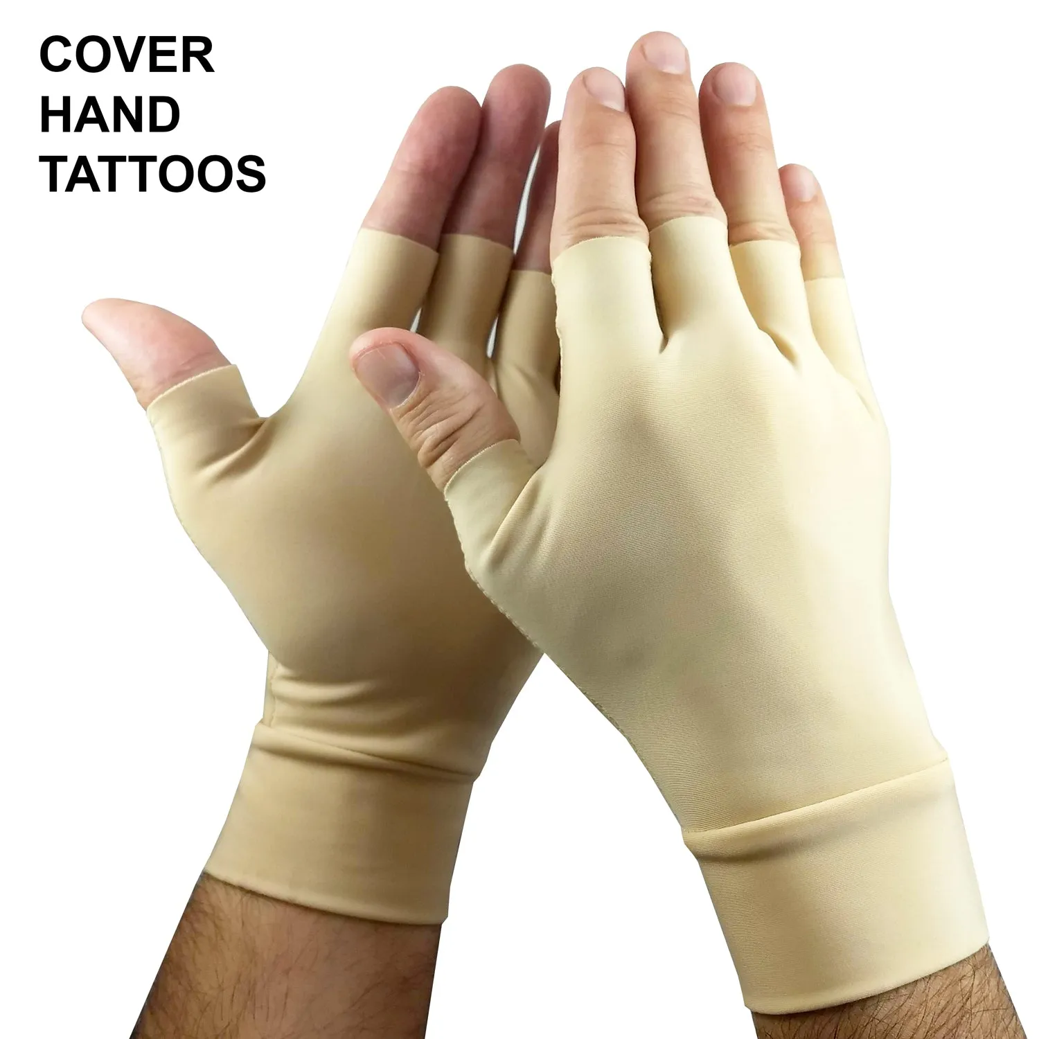 Light Skin Tone Tattoo Cover Up Fingerless Gloves (sold as a pair)