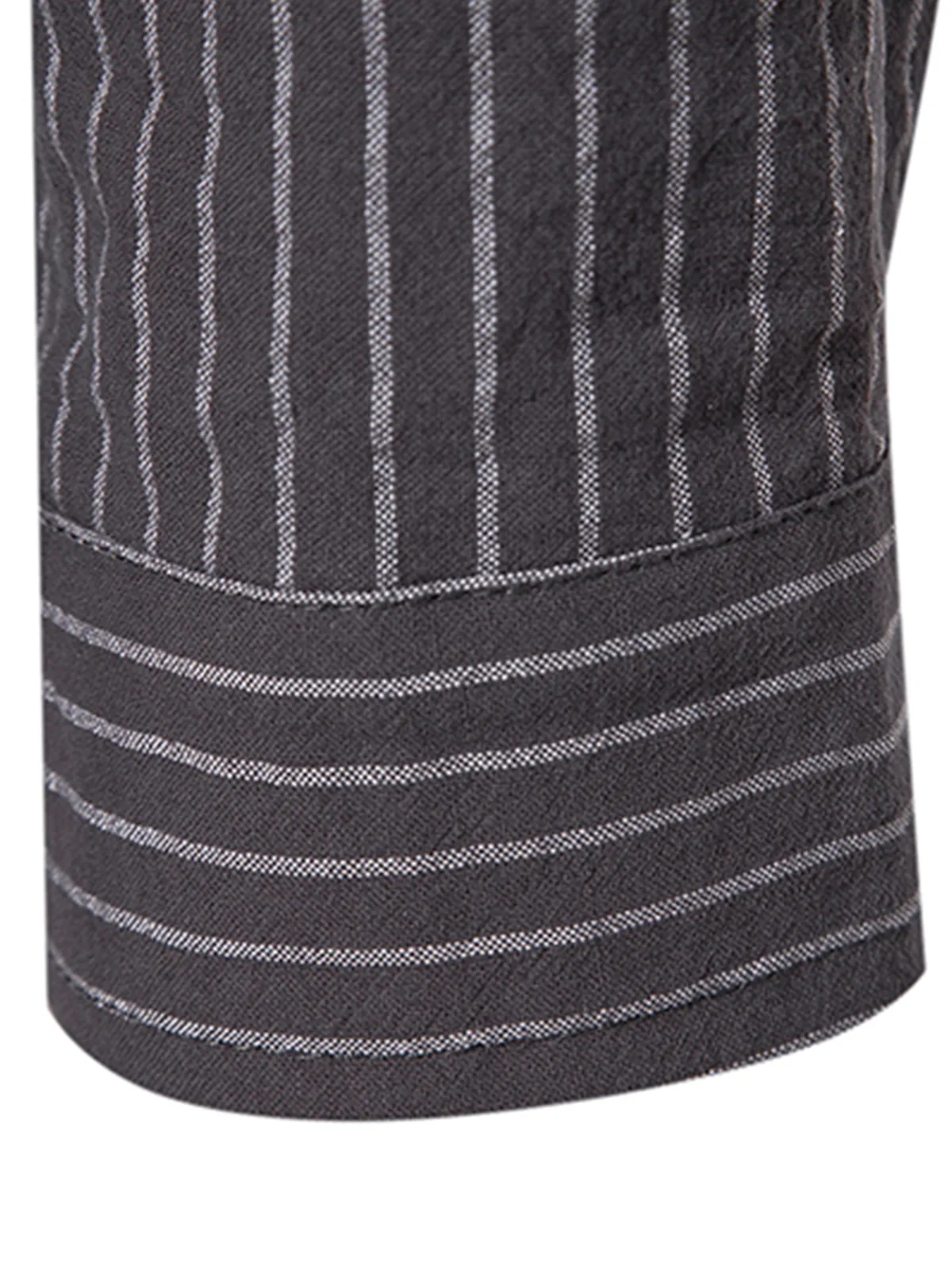 Men's Cotton Vertical Striped Henley Collar Long Sleeve Shirt