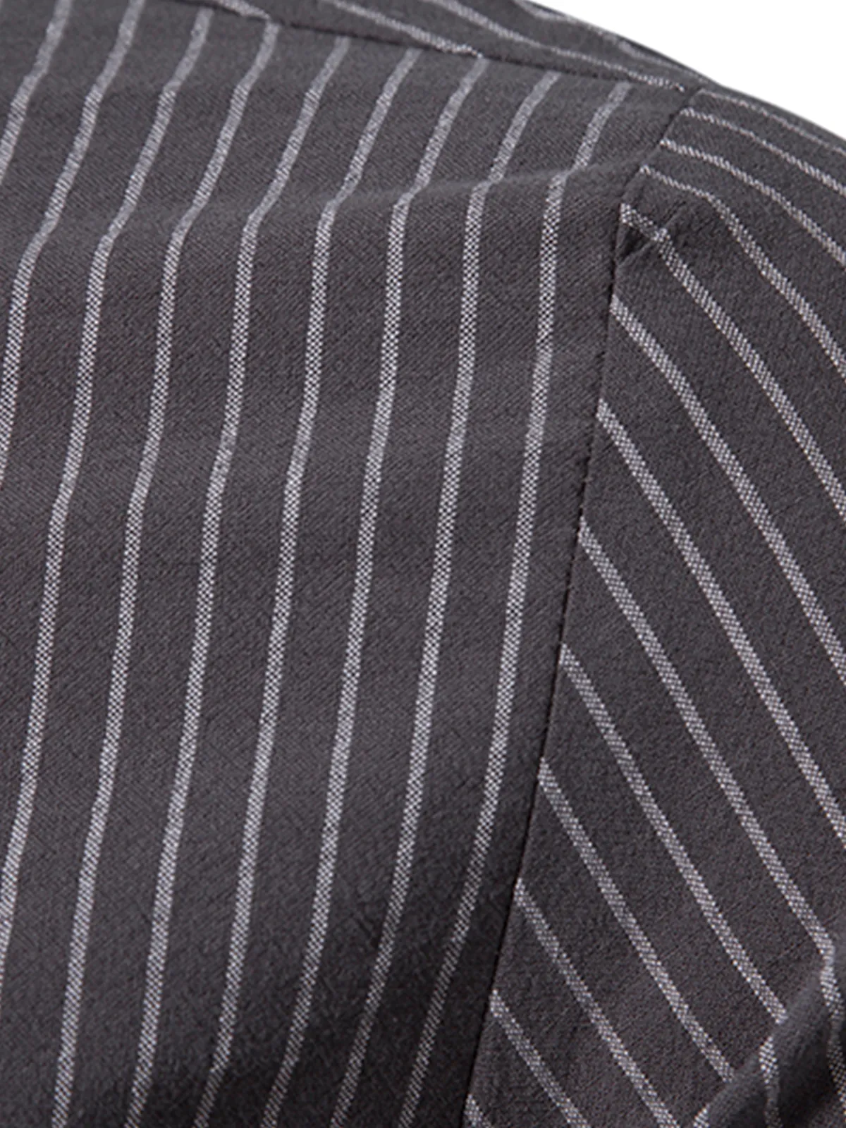 Men's Cotton Vertical Striped Henley Collar Long Sleeve Shirt