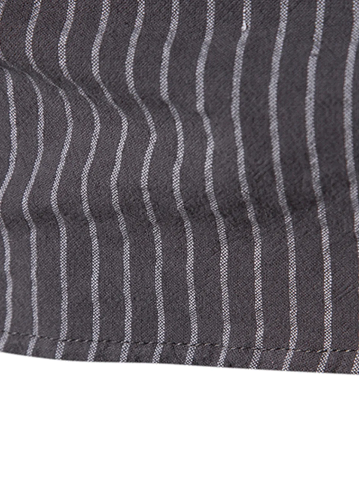 Men's Cotton Vertical Striped Henley Collar Long Sleeve Shirt