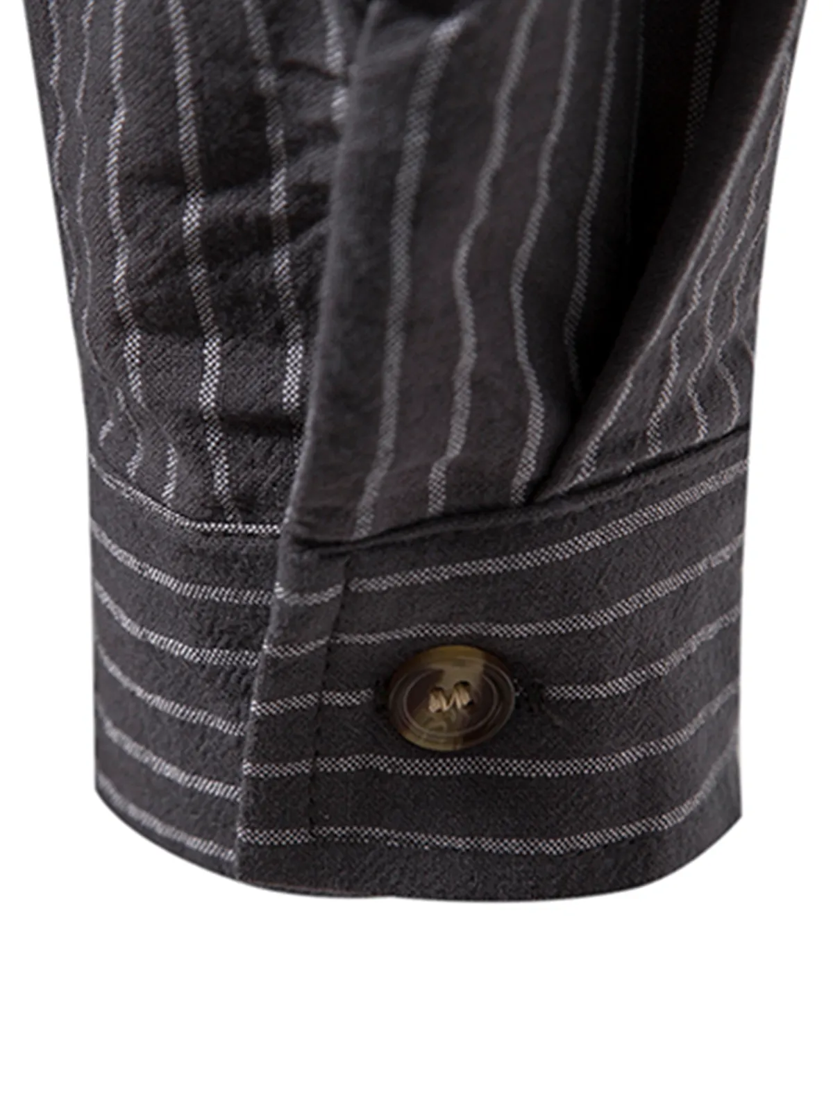 Men's Cotton Vertical Striped Henley Collar Long Sleeve Shirt