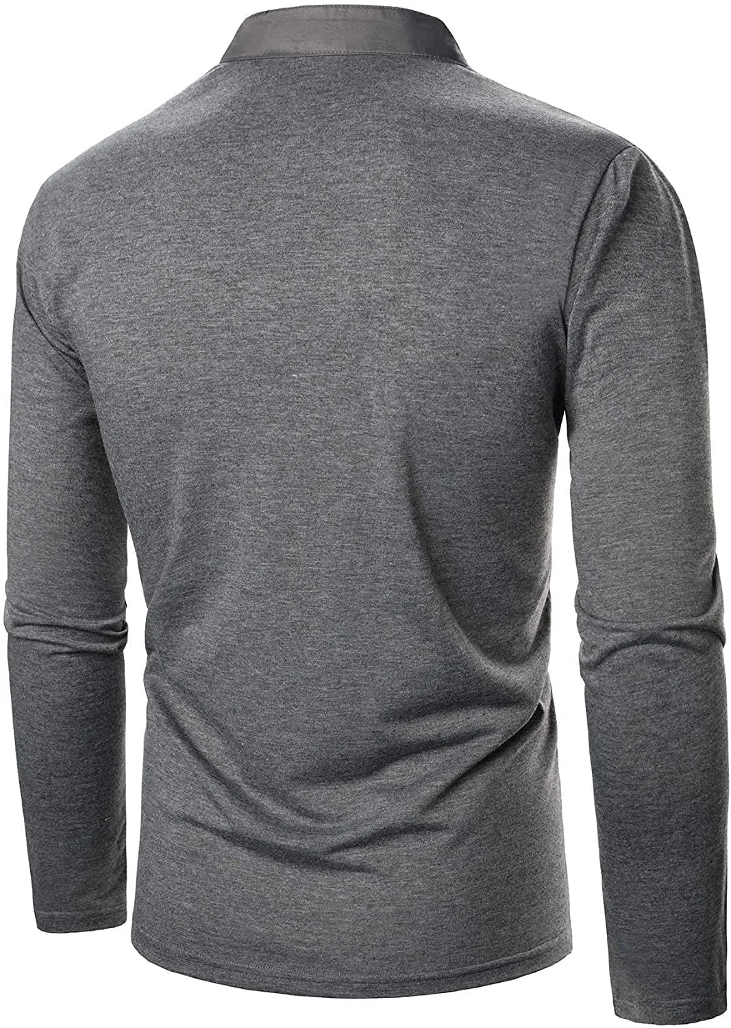 Men's Grey Casual Long Sleeve Henley Shirt