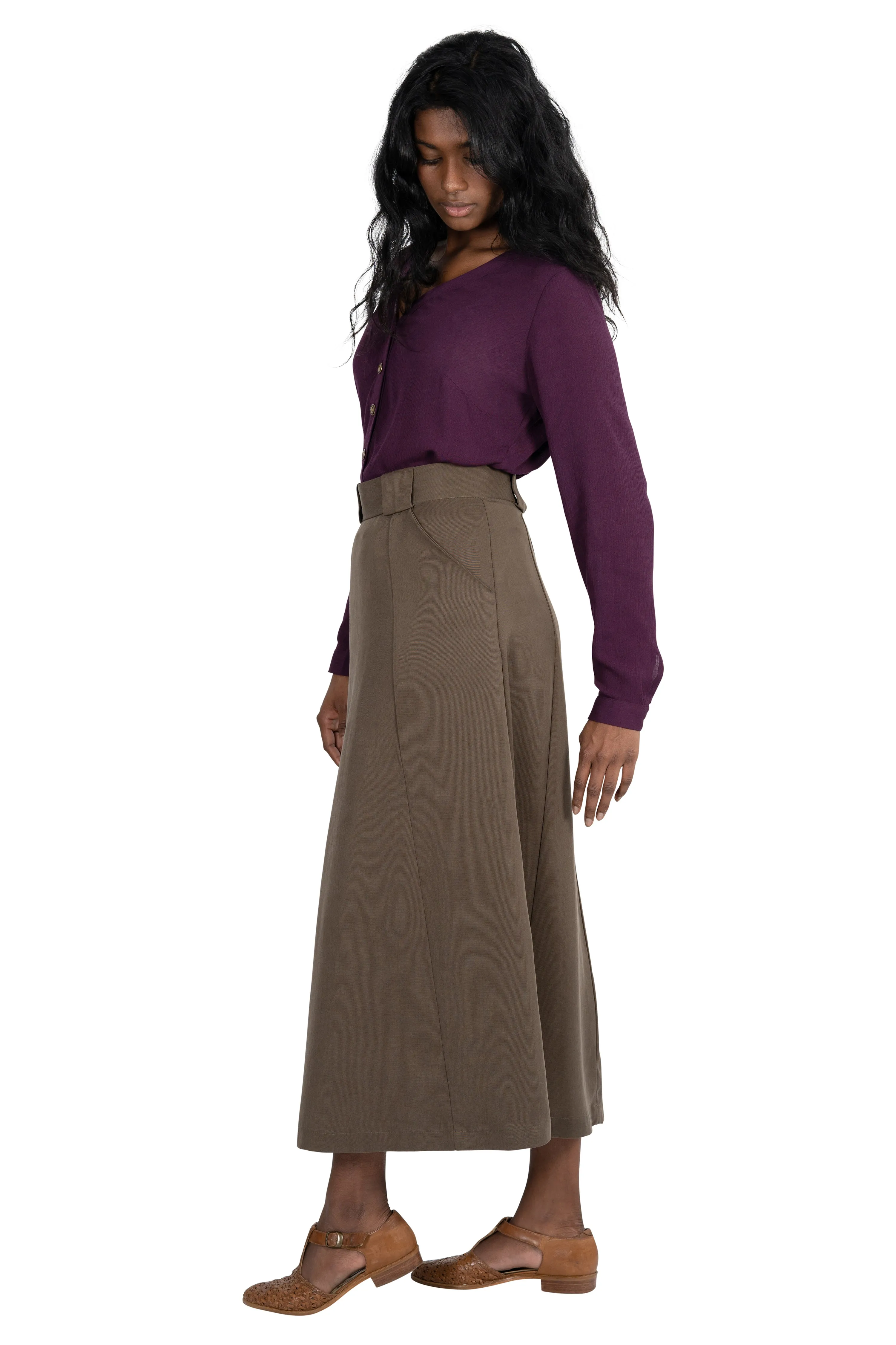 Olivia Skirt in Olive Tencel