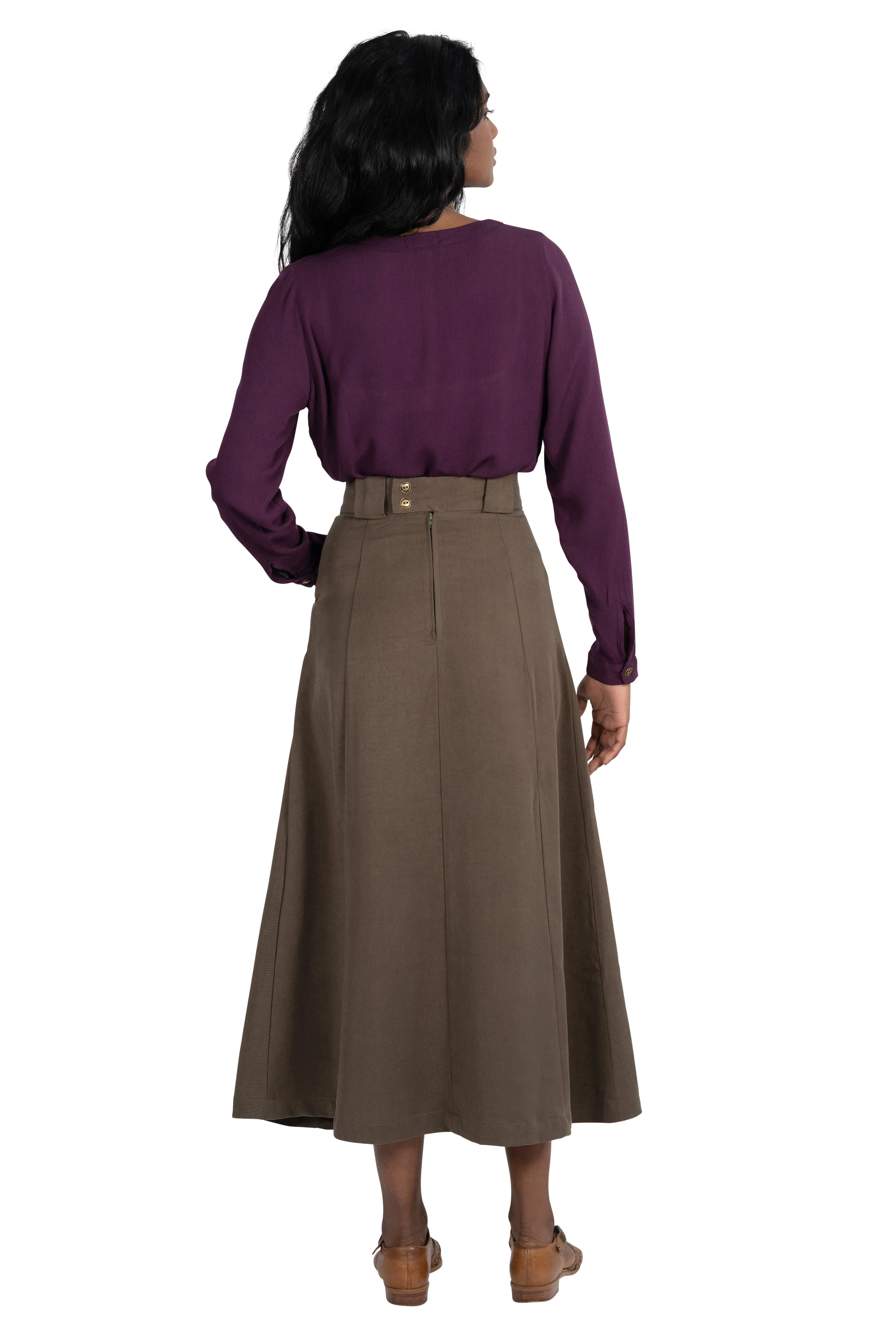 Olivia Skirt in Olive Tencel